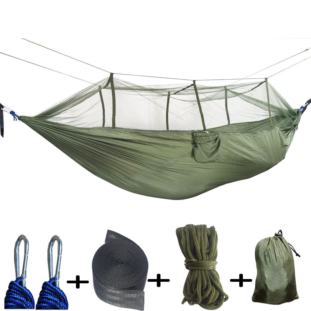 Hamaca para acampar al aire libre con mosquitera, muebles para exteriores, 1-2 personas, paracaídas, cama colgante, senderismo, colchoneta para dormir para viajes