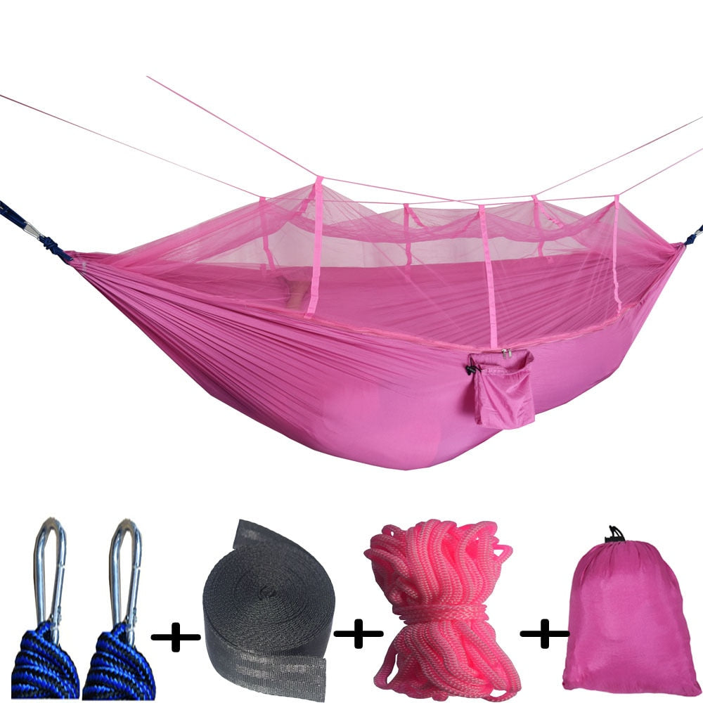 Hamaca para acampar al aire libre con mosquitera, muebles para exteriores, 1-2 personas, paracaídas, cama colgante, senderismo, colchoneta para dormir para viajes