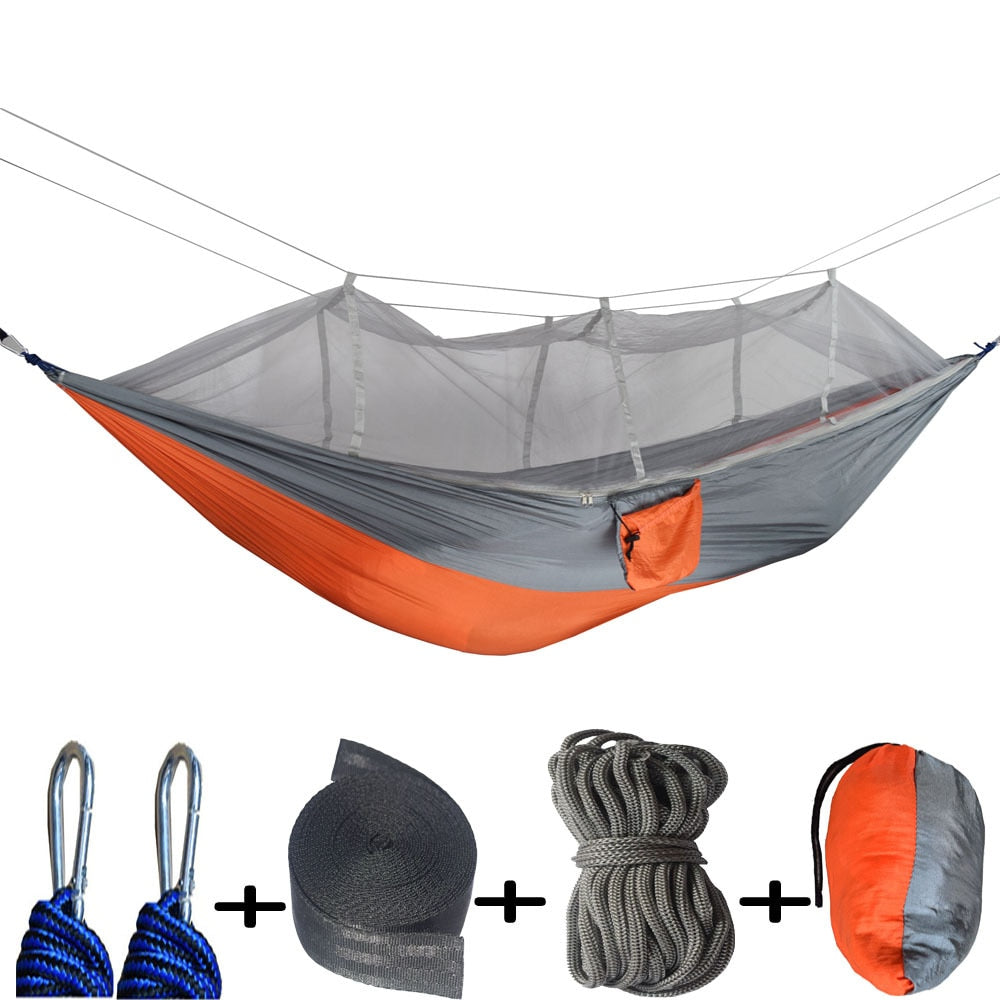 Hamaca para acampar al aire libre con mosquitera, muebles para exteriores, 1-2 personas, paracaídas, cama colgante, senderismo, colchoneta para dormir para viajes