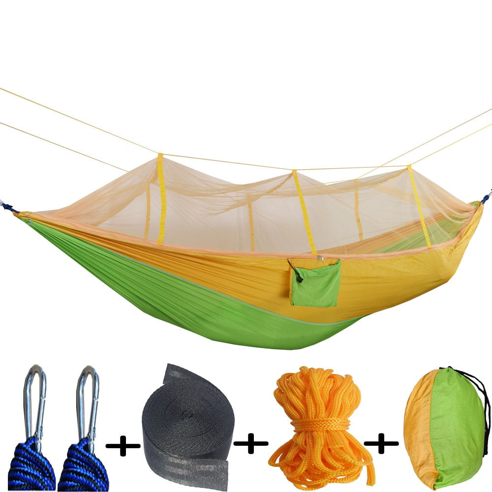 Hamaca para acampar al aire libre con mosquitera, muebles para exteriores, 1-2 personas, paracaídas, cama colgante, senderismo, colchoneta para dormir para viajes