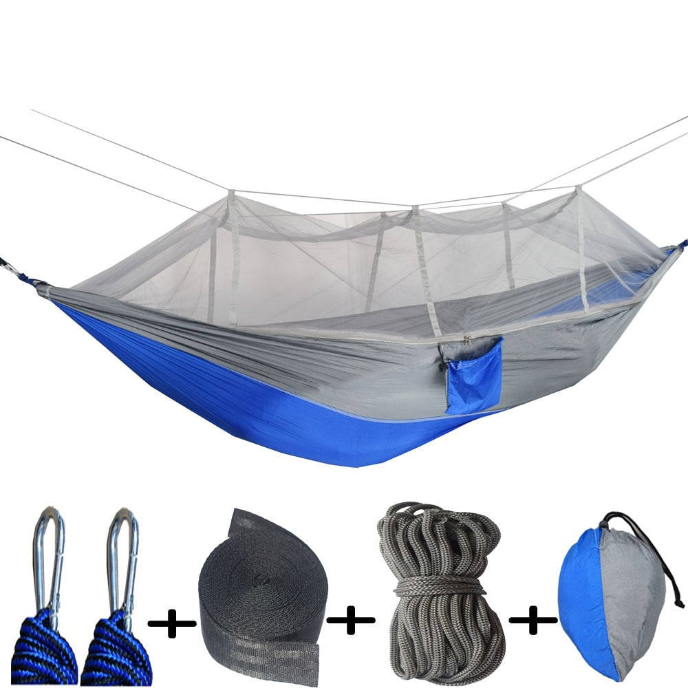 Hamaca para acampar al aire libre con mosquitera, muebles para exteriores, 1-2 personas, paracaídas, cama colgante, senderismo, colchoneta para dormir para viajes