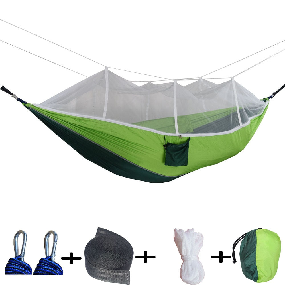 Hamaca para acampar al aire libre con mosquitera, muebles para exteriores, 1-2 personas, paracaídas, cama colgante, senderismo, colchoneta para dormir para viajes