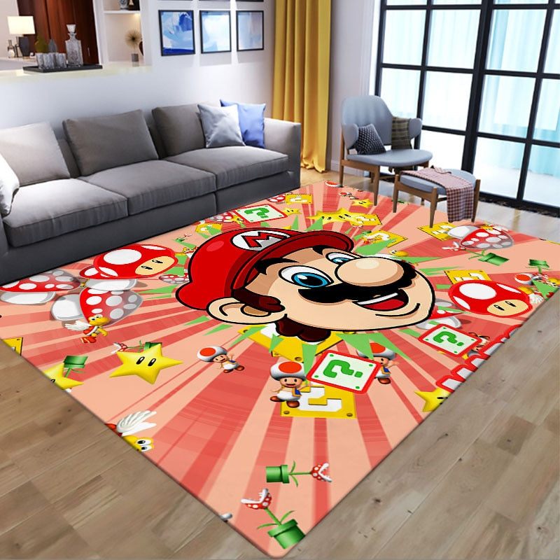 Super Marios Anti-slip Bath Mat Mario Bro Rectangle Floor Carpet Living Bathroom Flannel Rug Cartoon Kitchen Door Mat Home Decor