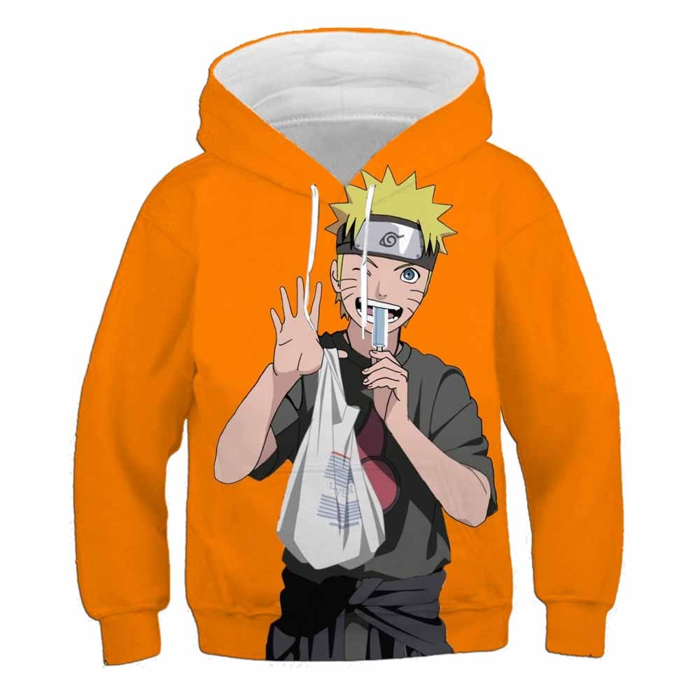 Popular Anime japonés Naruto sudadera para niños 3d Allover estampado niño Sudadera con capucha moda calle Sudadera con capucha camisa de niño otoño