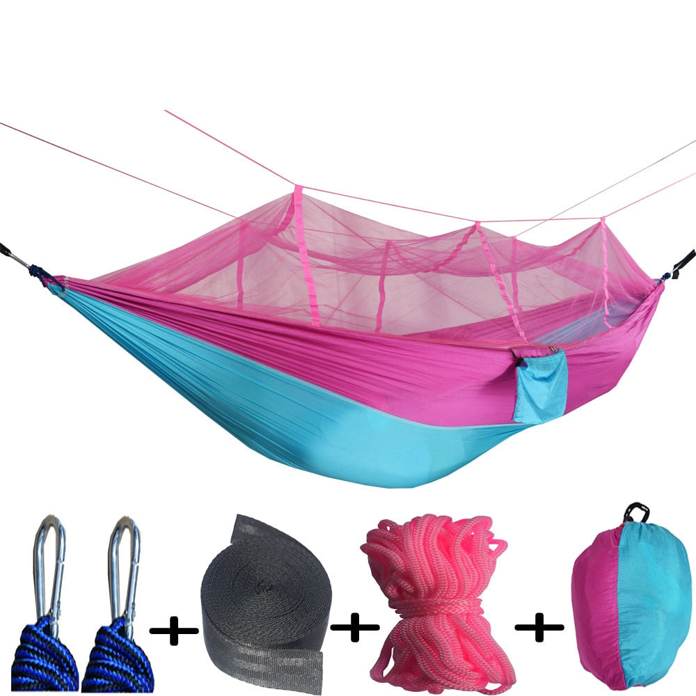 Hamaca para acampar al aire libre con mosquitera, muebles para exteriores, 1-2 personas, paracaídas, cama colgante, senderismo, colchoneta para dormir para viajes