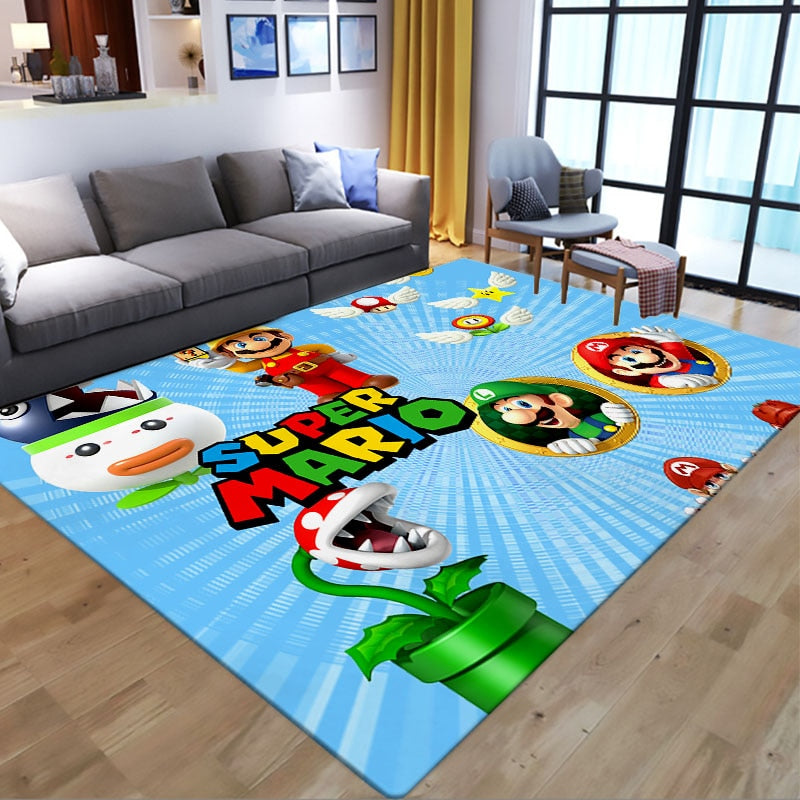 Super Marios Anti-slip Bath Mat Mario Bro Rectangle Floor Carpet Living Bathroom Flannel Rug Cartoon Kitchen Door Mat Home Decor