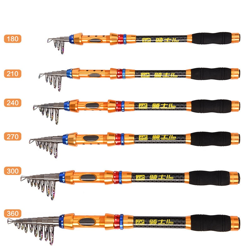 Combo de caña de pescar giratoria telescópica de carbono con alimentador de 1,8-3,6 m, conjunto de carrete de caña de pescar, conjunto completo de caña de pescar de viaje corto