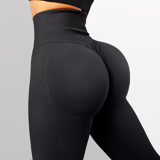 pantalones de gimnasio de punto sin costuras para mujer, cintura alta y caderas, pantalones de Yoga desnudos de cintura alta para glúteos de melocotón